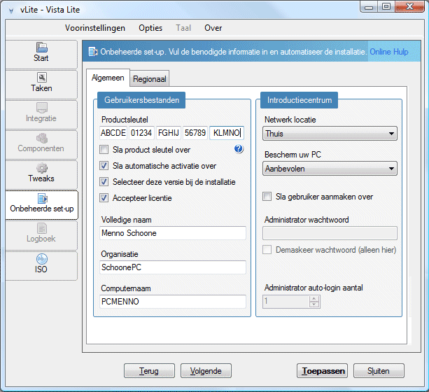 vLite: onbeheerde setup maken