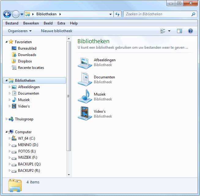 Windows Verkenner onder Windows 7