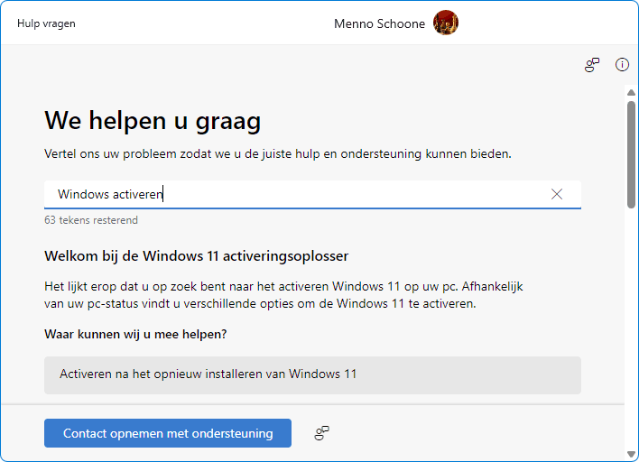 App Hulp vragen aan Microsoft