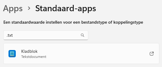 Instellingen > Apps > Standaard-apps > TXT > Kladblok > Standaardlocatie instellen