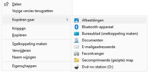 Contextmenu: Kopiren naar