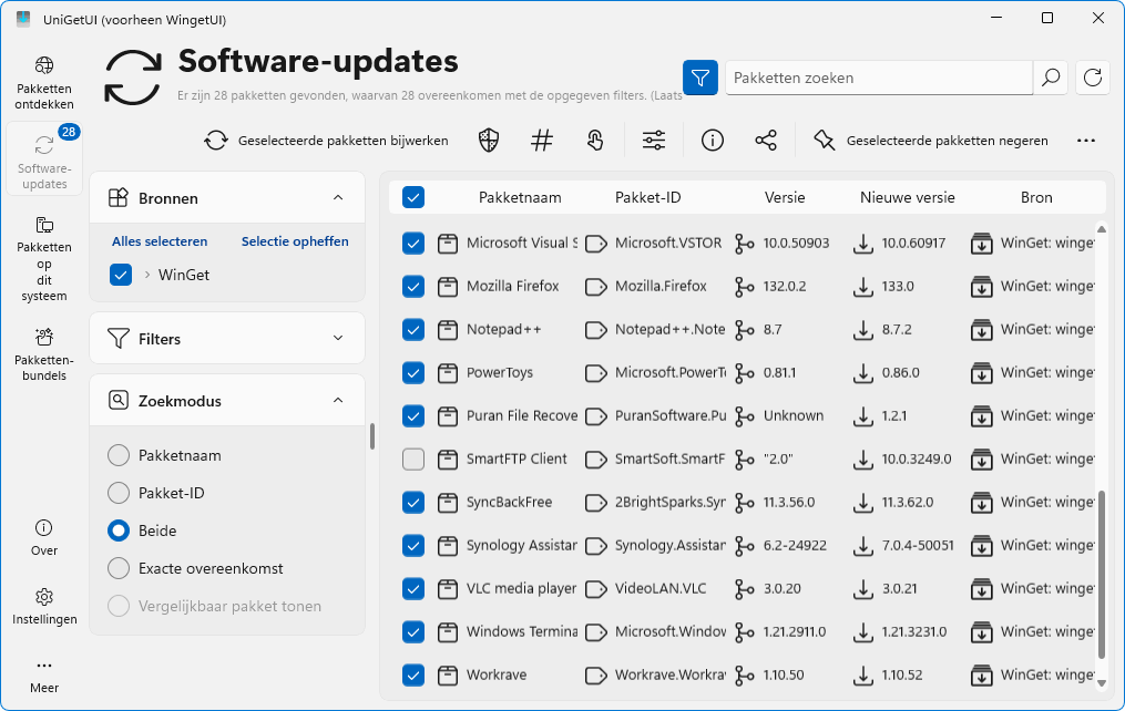 Het updaten van programma's met UniGetUI