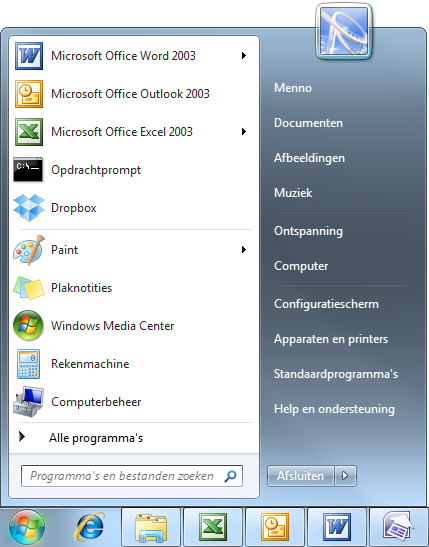 De daadwerkelijke herhaling spiraal Menu Start, taakbalk en bureaublad in Windows 7